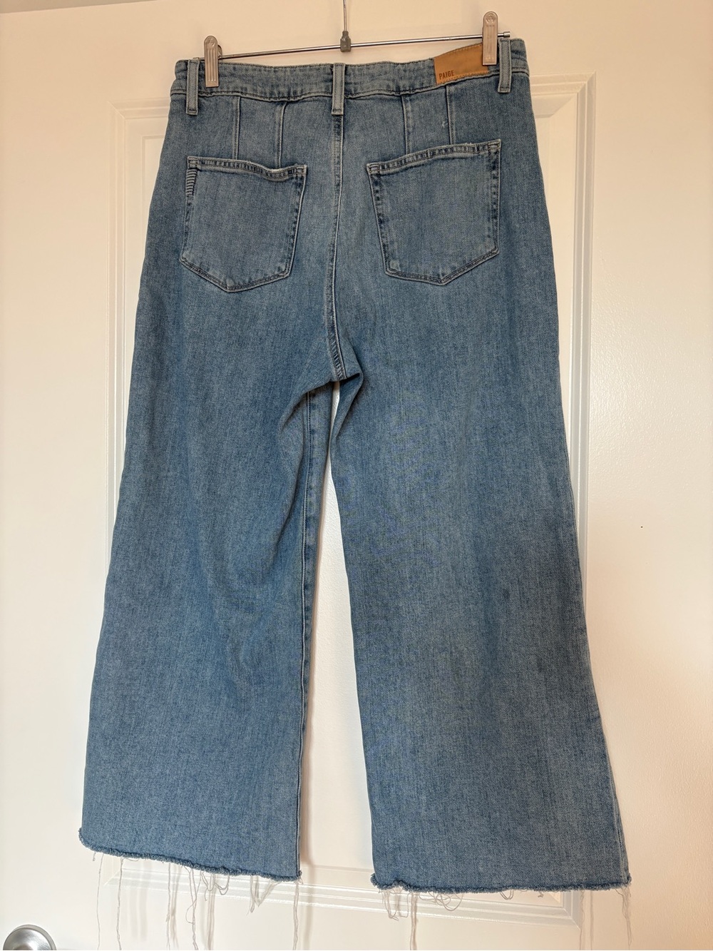 PAIGE Anessa sz 30 High Rise Ankle Wide Leg Jeans cropped Distressed - Picture 3 of 14